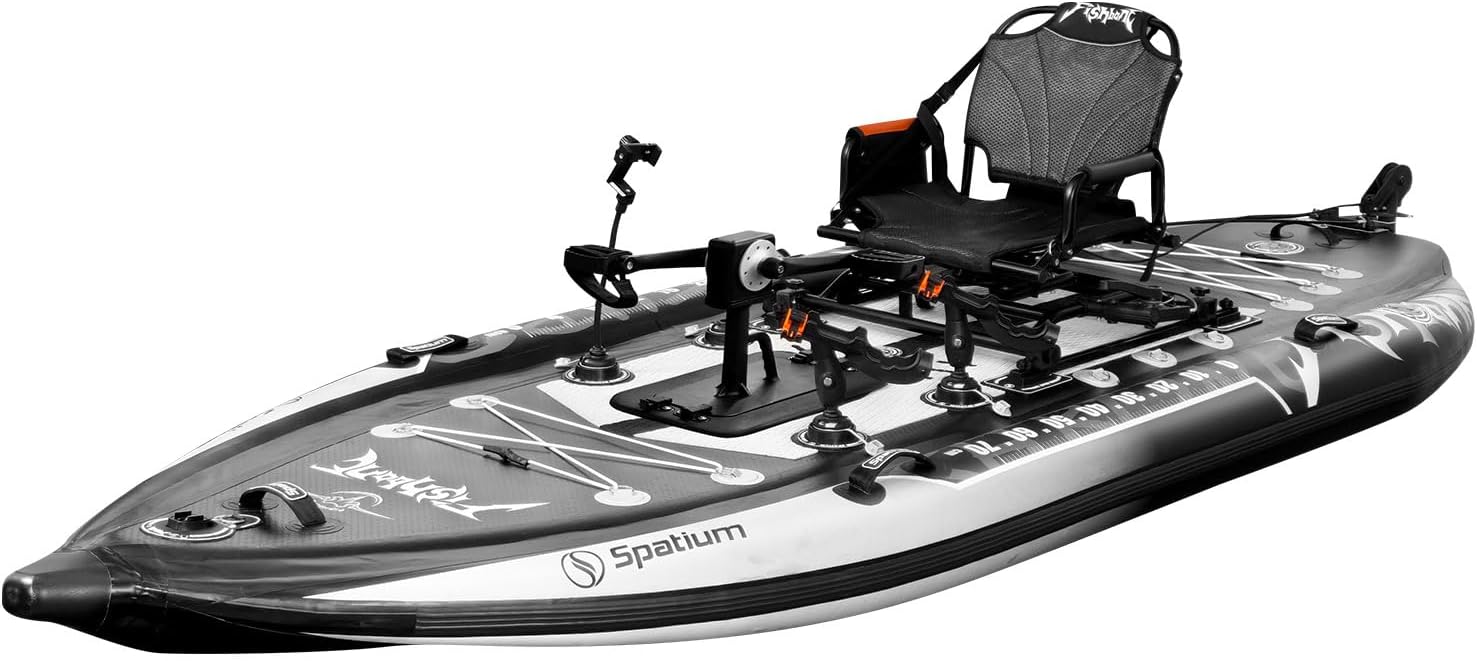 Sit on Top Pedal Drive Inflatable Pedal Boat Fishing Kayak for One Person, Rivers, Oceans and Lakes